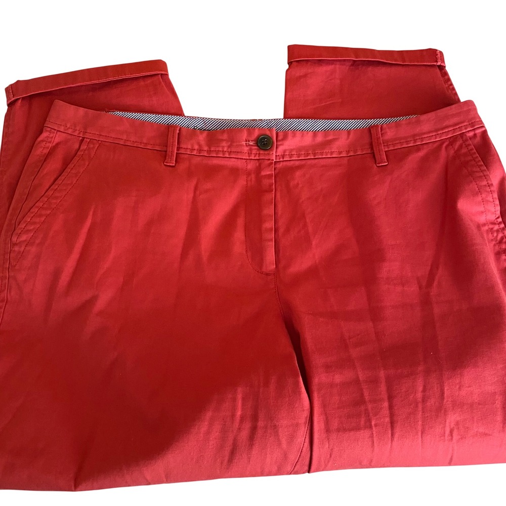 Talbots Women's Coral Red Relaxed Chino Pants Cuffed Cotton Stretch 16P JO3069